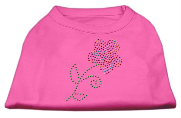 Multi-Colored Flower Rhinestone Shirt Bright Pink L (14)