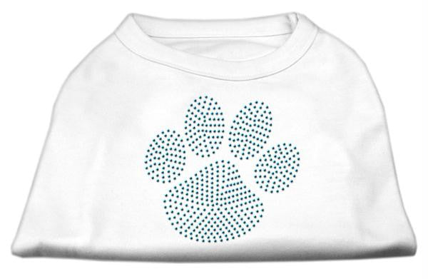 Blue Paw Rhinestud Shirt White M (12)