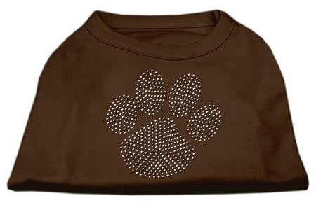 Clear Rhinestone Paw Shirts Brown Lg (14)