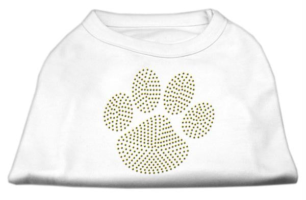 Gold Paw Rhinestud Shirt White L (14)