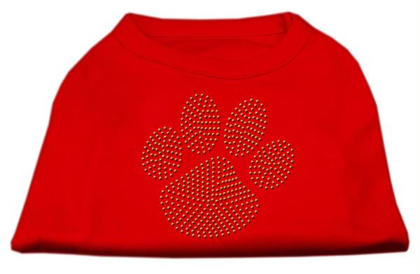 Gold Paw Rhinestud Shirt Red M (12)