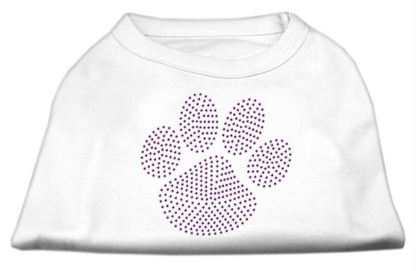 Purple Paw Rhinestud Shirts White M (12)