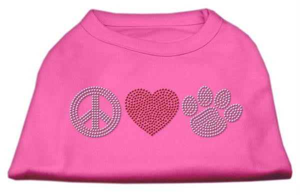 Peace Love and Paw Rhinestone Shirt Bright Pink L (14)