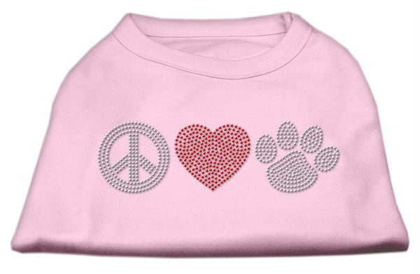 Peace Love and Paw Rhinestone Shirt Light Pink M (12)