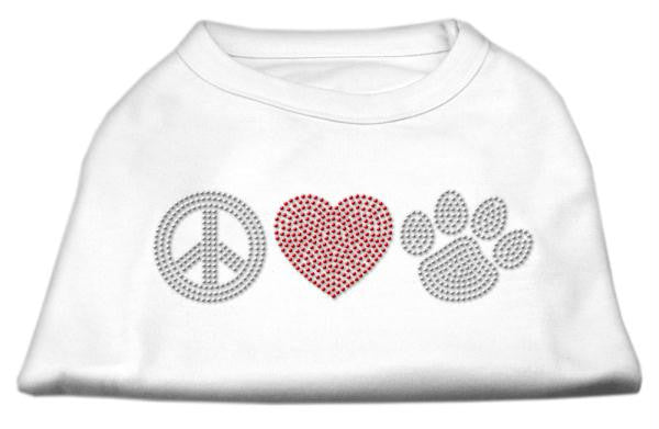 Peace Love and Paw Rhinestone Shirt White XL (16)