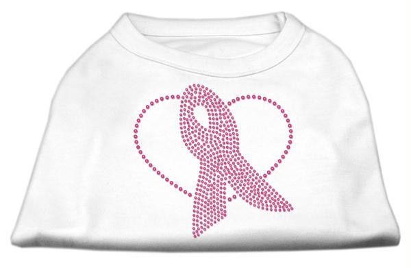 Pink Ribbon Rhinestone Shirts White S (10)