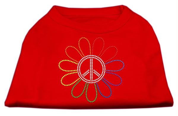 Rhinestone Rainbow Flower Peace Sign Shirts Red L (14)