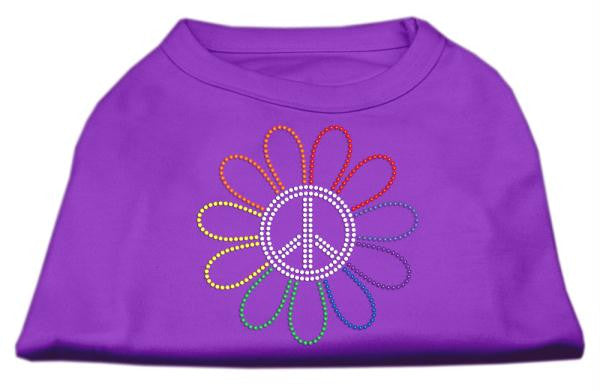 Rhinestone Rainbow Flower Peace Sign Shirts Purple M (12)