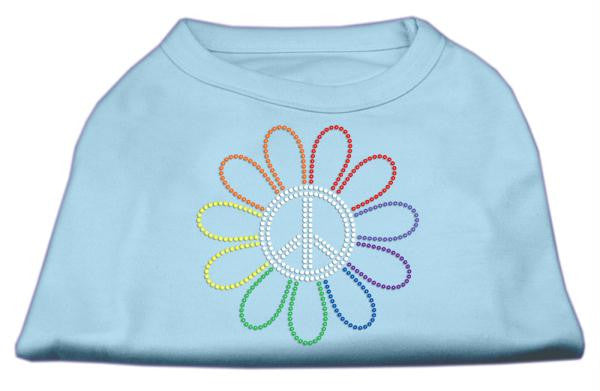 Rhinestone Rainbow Flower Peace Sign Shirts Baby Blue XXL (18)