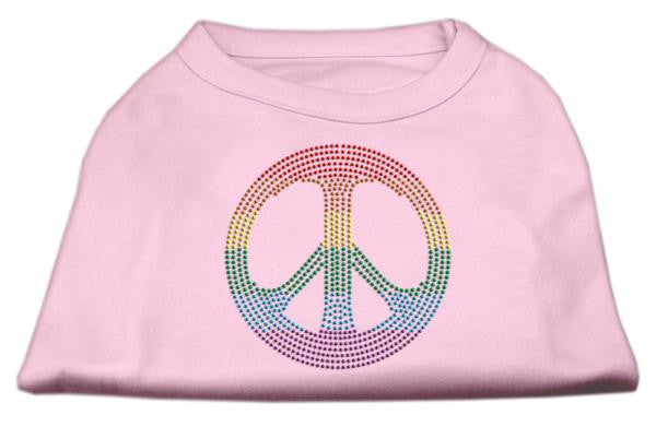 Rhinestone Rainbow Peace Sign Shirts Light Pink M (12)