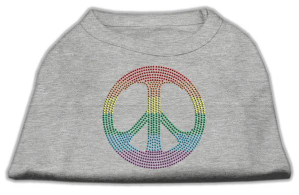 Rhinestone Rainbow Peace Sign Shirts Grey XS (8)