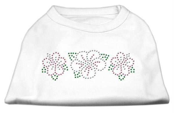 Tropical Flower Rhinestone Shirts White M (12)