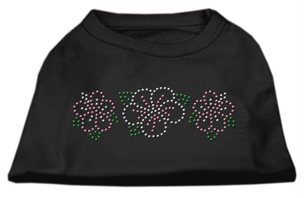 Tropical Flower Rhinestone Shirts Black XL (16)