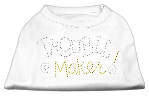 Trouble Maker Rhinestone Shirts White L (14)