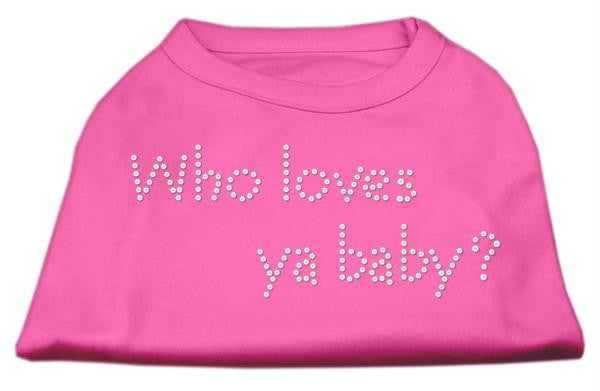 Who Loves Ya Baby? Rhinestone Shirts Bright Pink XXXL(20)