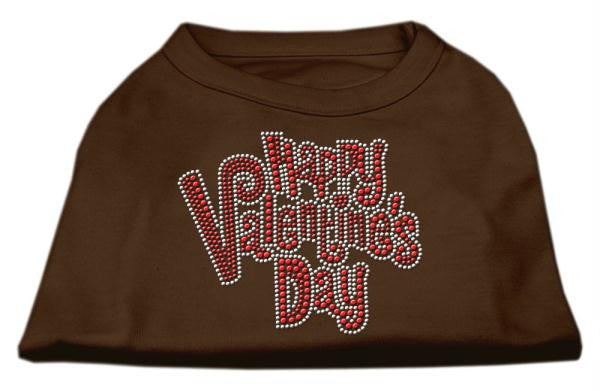 Happy Valentines Day Rhinestone Dog Shirt Brown Lg (14)