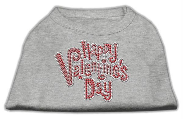 Happy Valentines Day Rhinestone Dog Shirt Grey Lg (14)