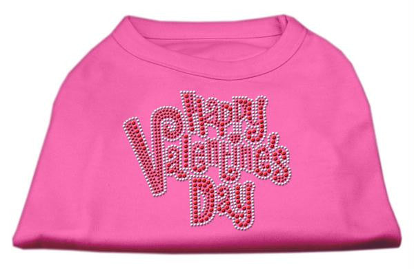 Happy Valentines Day Rhinestone Dog Shirt Bright Pink Med (12)