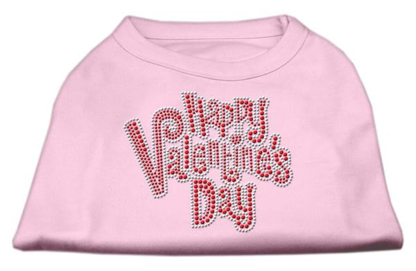 Happy Valentines Day Rhinestone Dog Shirt Light Pink Med (12)