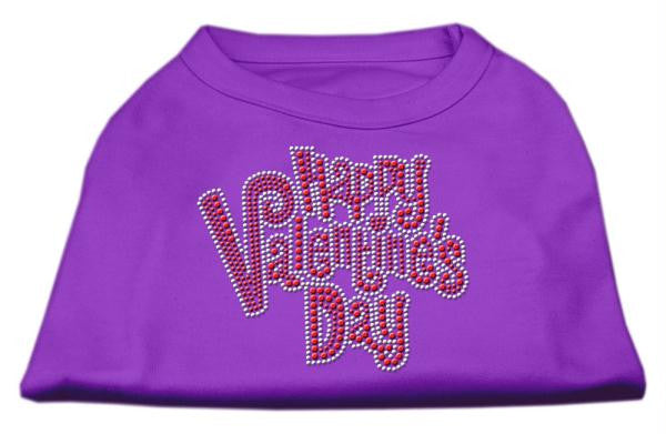 Happy Valentines Day Rhinestone Dog Shirt Purple Med (12)