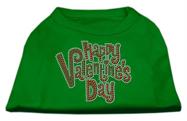 Happy Valentines Day Rhinestone Dog Shirt Emerald Green XS (8)