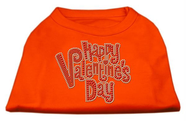 Happy Valentines Day Rhinestone Dog Shirt Orange XS (8)