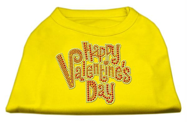 Happy Valentines Day Rhinestone Dog Shirt Yellow XS (8)