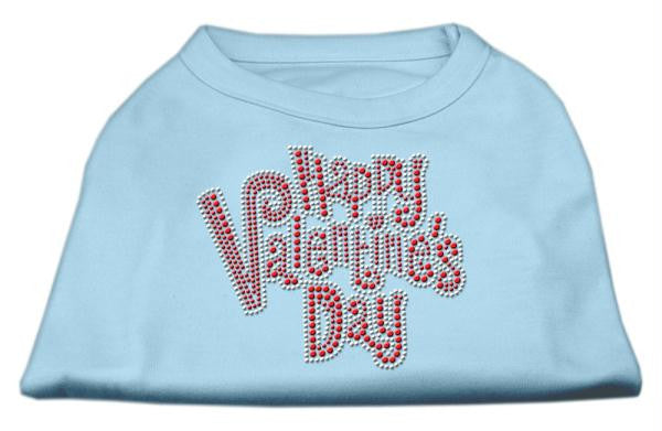 Happy Valentines Day Rhinestone Dog Shirt Baby Blue XXL (18)