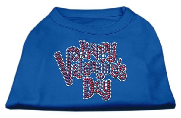 Happy Valentines Day Rhinestone Dog Shirt Blue XXL (18)