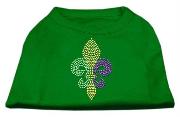 Mardi Gras Fleur De Lis Rhinestone Dog Shirt Emerald Green Med (12)