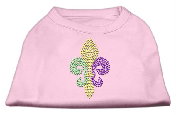 Mardi Gras Fleur De Lis Rhinestone Dog Shirt Light Pink Med (12)