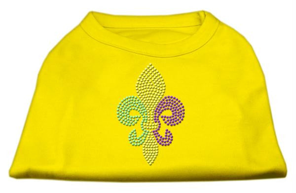 Mardi Gras Fleur De Lis Rhinestone Dog Shirt Yellow Med (12)