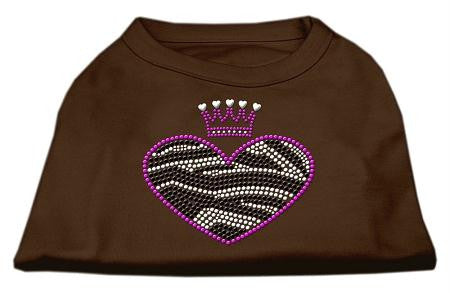 Zebra Heart Rhinestone Dog Shirt Brown Lg (14)