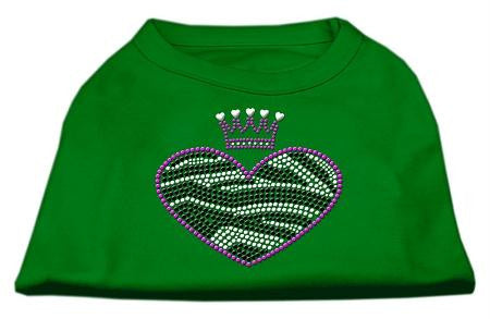 Zebra Heart Rhinestone Dog Shirt Emerald Green Lg (14)