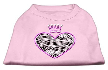 Zebra Heart Rhinestone Dog Shirt Light Pink Lg (14)