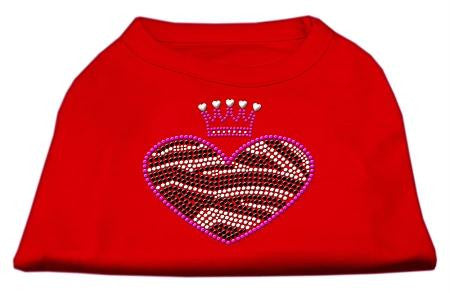 Zebra Heart Rhinestone Dog Shirt Red Lg (14)