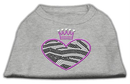 Zebra Heart Rhinestone Dog Shirt Grey XL (16)