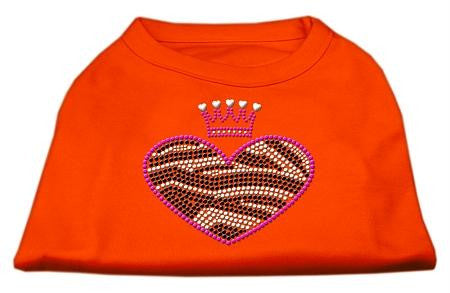 Zebra Heart Rhinestone Dog Shirt Orange XXL (18)