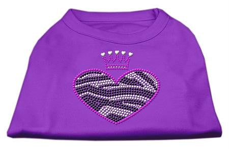 Zebra Heart Rhinestone Dog Shirt Purple XXL (18)