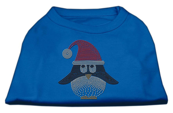 Santa Penguin Rhinestone Dog Shirt Blue Lg (14)