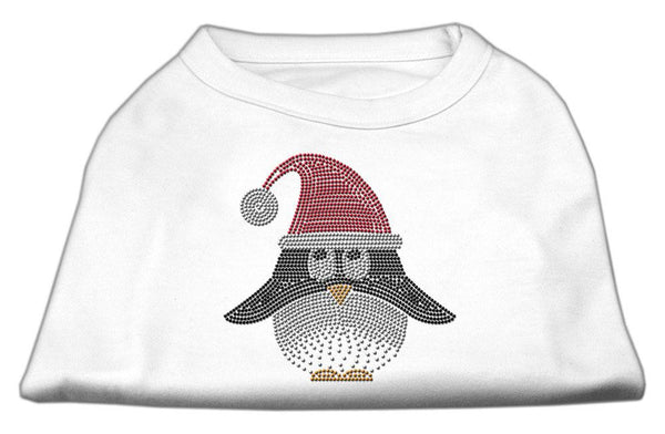 Santa Penguin Rhinestone Dog Shirt White Lg (14)