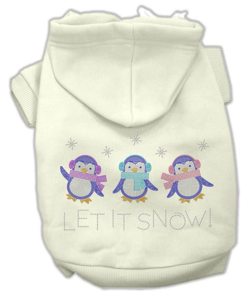 Let it Snow Penguins Rhinestone Hoodie Cream L (14)