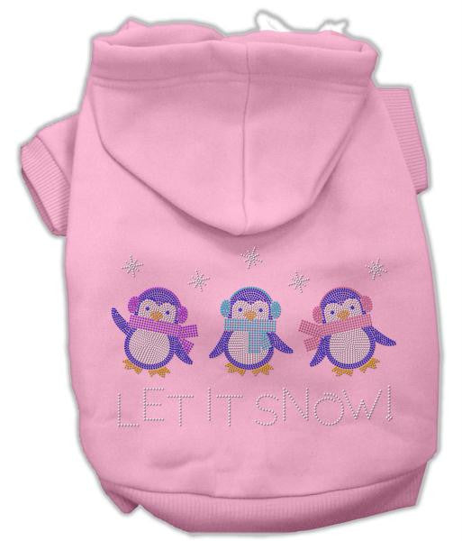 Let it Snow Penguins Rhinestone Hoodie Pink L (14)