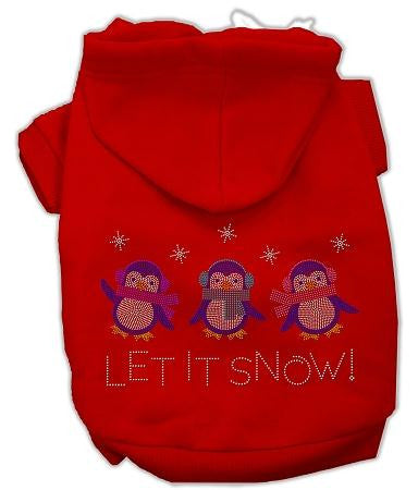 Let it Snow Penguins Rhinestone Hoodie Red XS (8)