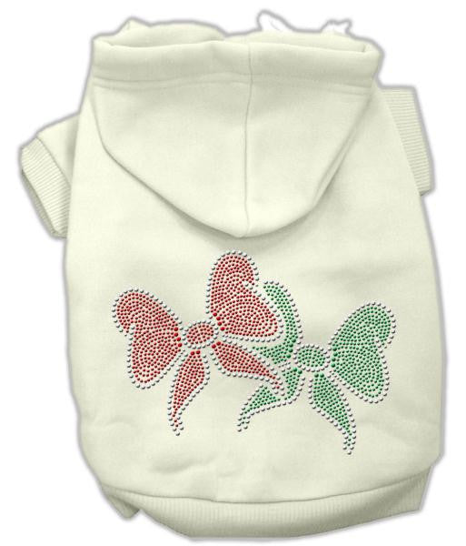 Christmas Bows Rhinestone Hoodie Cream L (14)