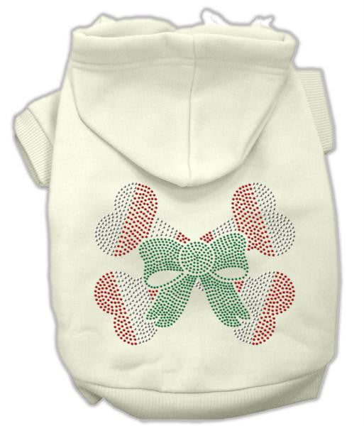 Candy Cane Crossbones Rhinestone Hoodie Cream XL (16)