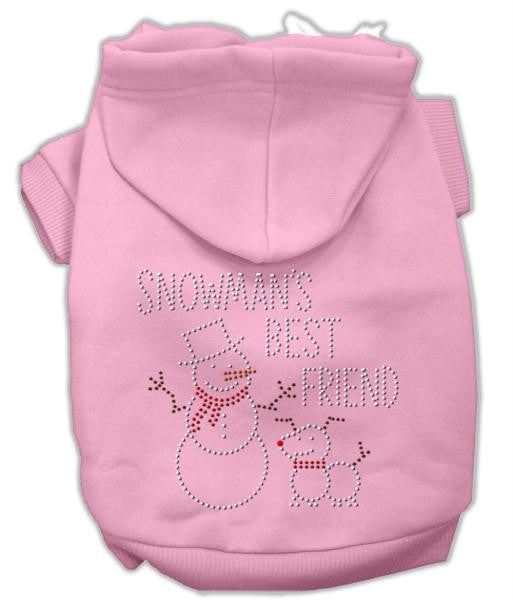 Snowman's Best Friend Rhinestone Hoodie Pink M (12)