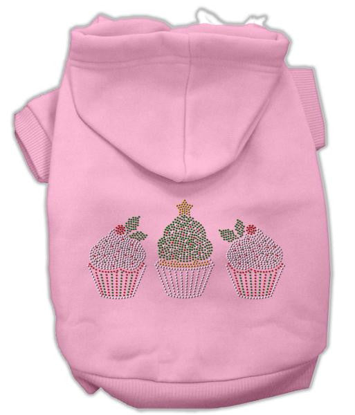 Christmas Cupcakes Rhinestone Hoodie Pink L (14)