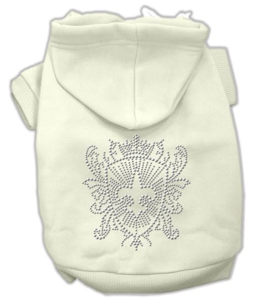 Rhinestone Fleur De Lis Shield Hoodies Cream L (14)