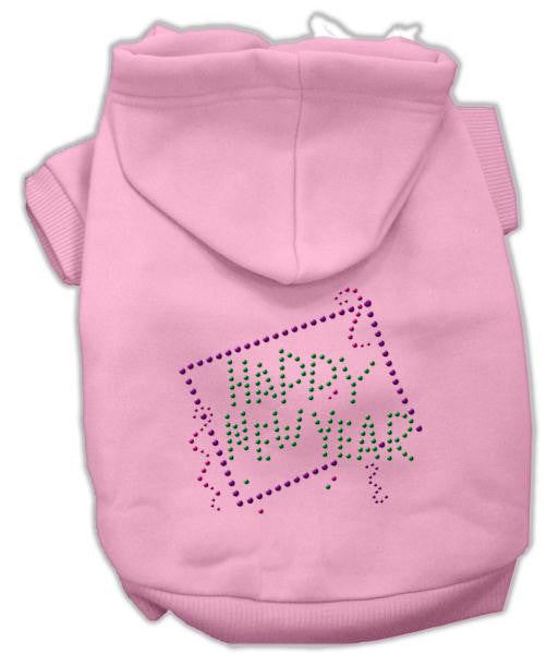 Happy New Year Rhinestone Hoodies Pink M (12)